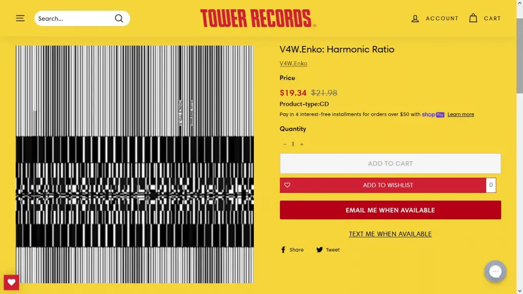 Ordering from tower records website